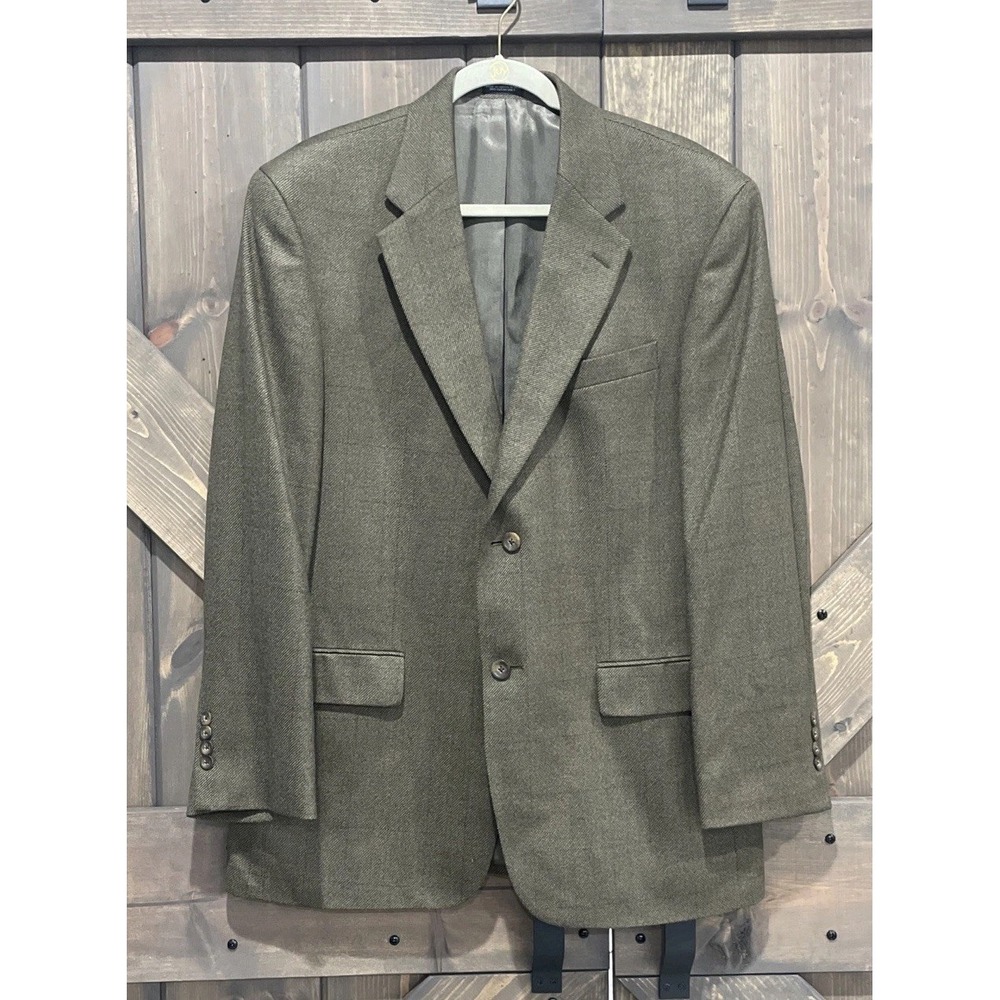 Oscar De La Renta Men's Green Brown Jacket Blazer Wool Cashmere Blend Preppy 42R
